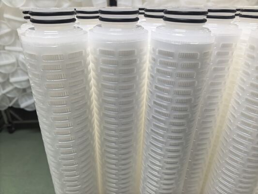 Yüksek akış hızı kimyasal ve yüksek saflıklı sıvı filtrasyonu için PTFE membranlı 40 inçlik PTFE pleated filtre kartuşu
