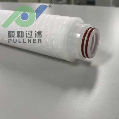 40 İnç PTFE Pileli Filtre Kartuşu, Yüksek Akış Hızlı Kimyasal ve Yüksek Saflıkta Sıvı Filtrasyonu İçin Kırmızı Silikonlu