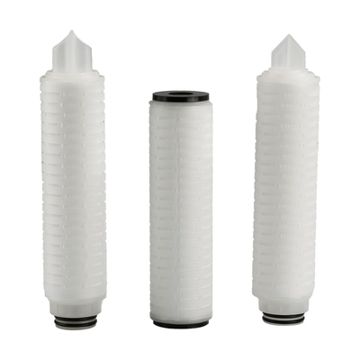 0.45um PP Pleated Filtre Polypropylene Son Kapakları ile Gözenek Boyutu 0.1um-60um Maksimum Sıcaklığı 82°C
