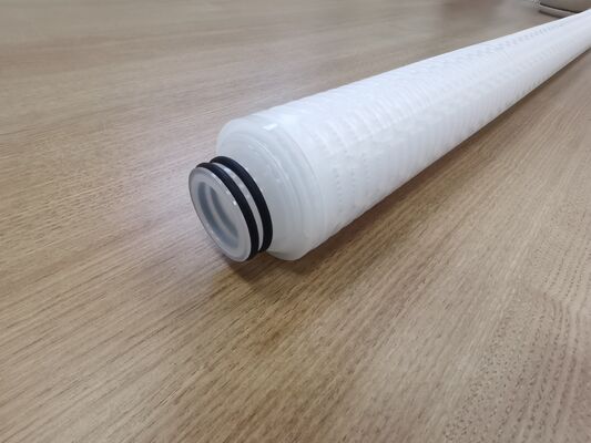Yüksek akış hızı kimyasal ve yüksek saflıklı sıvı filtrasyonu için PTFE membranlı 40 inçlik PTFE pleated filtre kartuşu