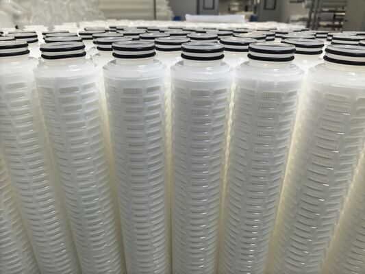 Yüksek akış hızı kimyasal ve yüksek saflıklı sıvı filtrasyonu için PTFE membranlı 40 inçlik PTFE pleated filtre kartuşu
