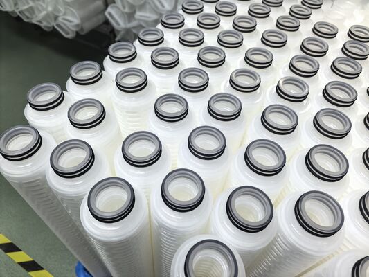 Yüksek akış hızı kimyasal ve yüksek saflıklı sıvı filtrasyonu için PTFE membranlı 40 inçlik PTFE pleated filtre kartuşu